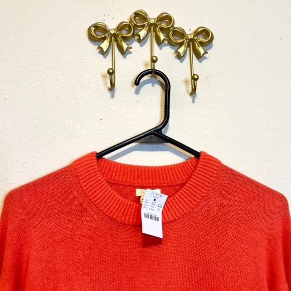 J. Crew Vibrant Orange Crewneck Sweater with large front pockets. Size S - Picture 2 of 5
